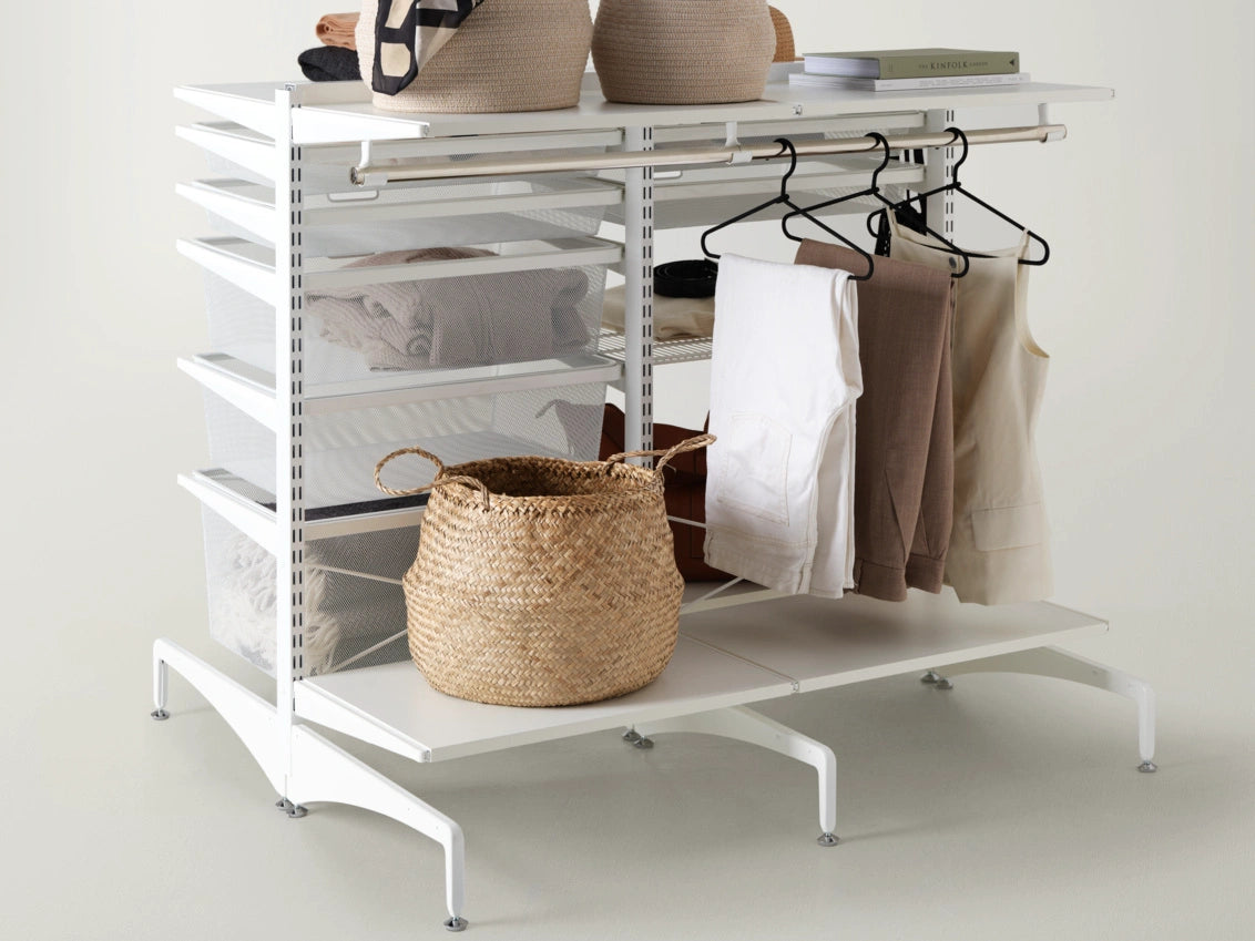 Vrijstaand Elfa Rek Room Divider met Uitschuifbare Manden - 124,8 cm