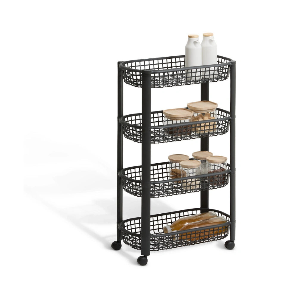 Kunststof zwarte trolley met 4 mandjes Five®