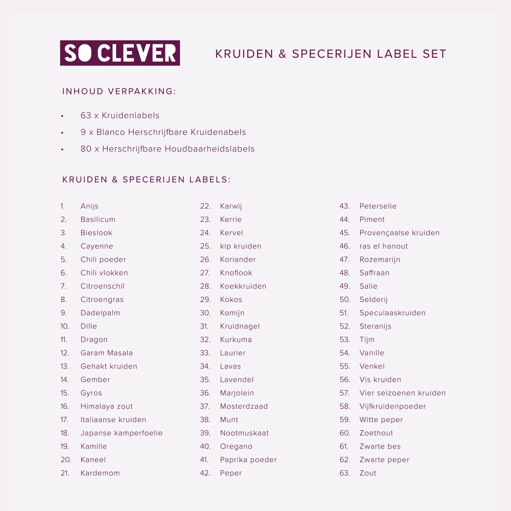 So Clever kruidenset 24 Kruidenpotjes 120 ml met 15x60mm Labels