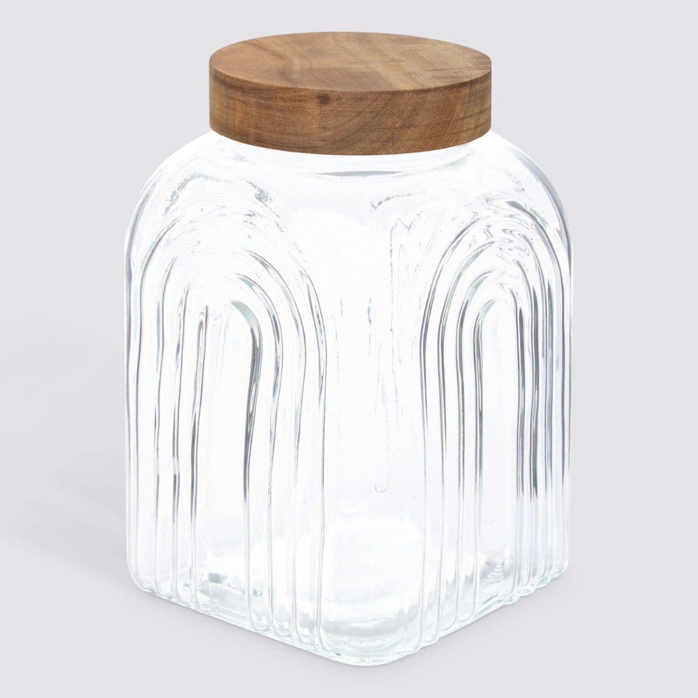 Decoratieve glazen voorraadpot 4 liter Acacia deksel Five®