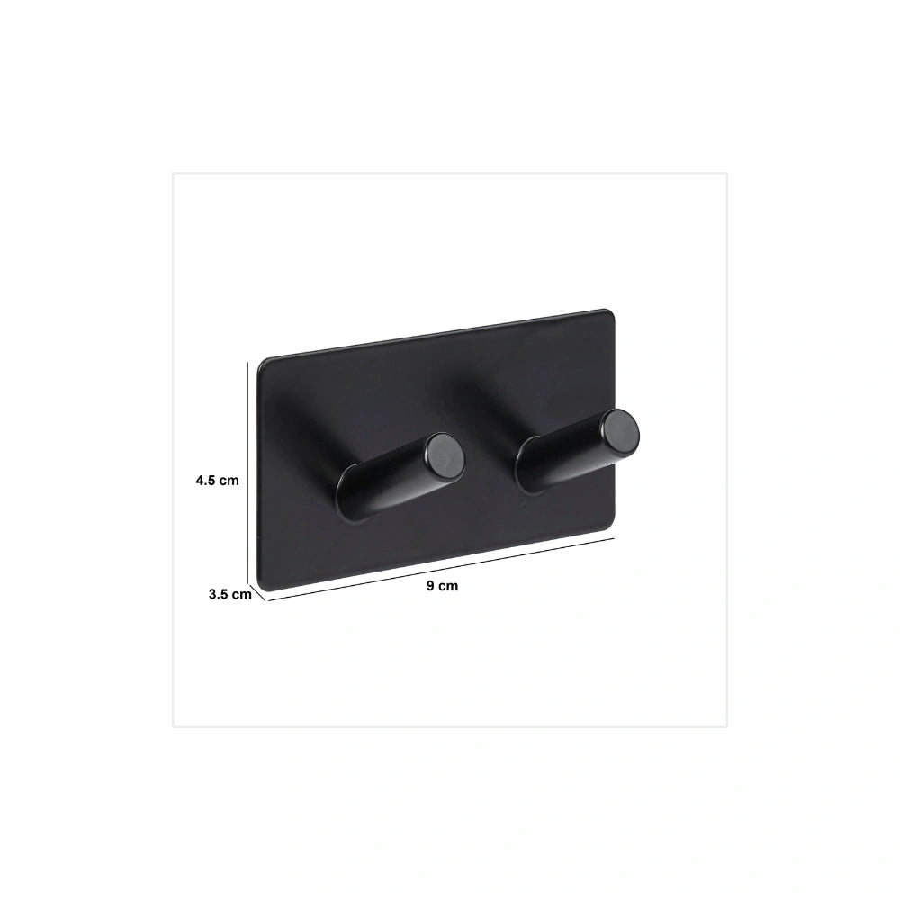 Zwart of Zilver dubbel handdoekhaakje zelfklevend Five® (kleurkeuze niet mogelijk)