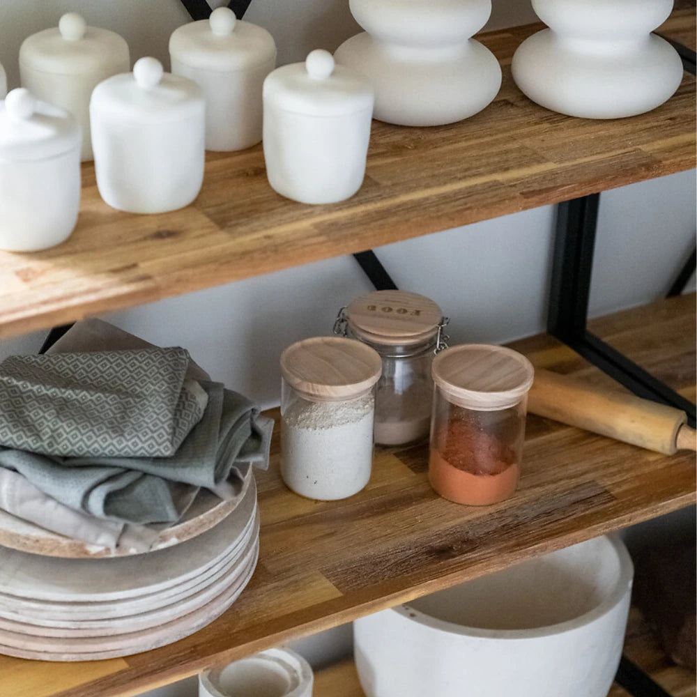 Glazen weckpot houten deksel 1.5 liter Five®