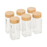 Vierkante kruidenpotjes 120 ml (6 st.) bamboe deksel Five®