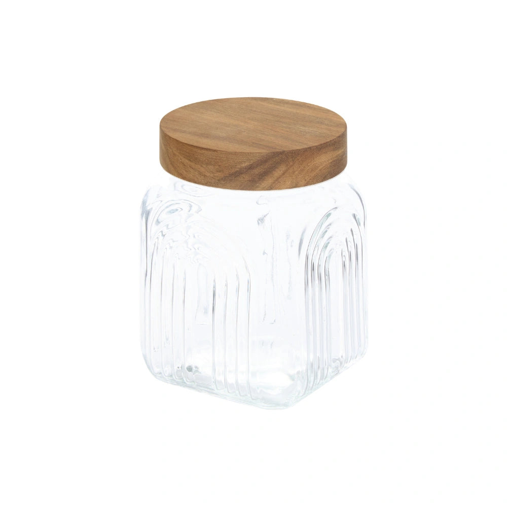 Decoratieve glazen voorraadpot 1 liter Acacia deksel Five®