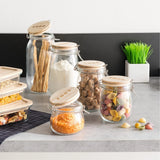 Glazen weckpot houten deksel 1.5 liter Five®